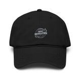 Washed Baseball Cap with Embroidered Globe "Wander" Logo